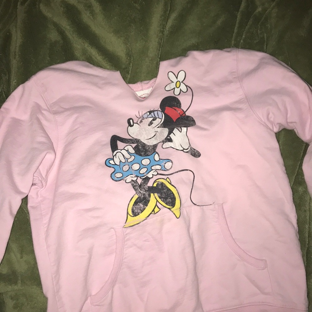 Pinky Disney sweatshirt with Minnie Mouse on it.